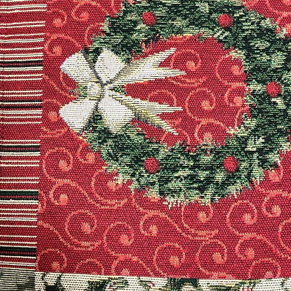 PRELOVED TWO CHRISTMAS HOLIDAY SEASON NEEDLEPOINT TABLE RUNNERS WITH FULLY LINED - Picture 6 of 17